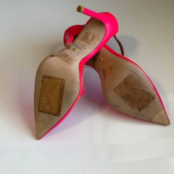 New STUART WEITZMAN Pink Clear Point Toe Ankle Strap Stiletto Pumps 7 MSRP $450 - Picture 7 of 7